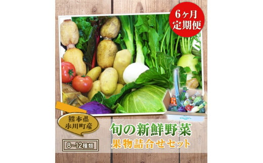 【6ヶ月定期便】 旬の新鮮野菜・果物詰合せセット (計6回お届け)たっぷり8-12品目 《お申込み月の翌月から出荷開始》熊本県氷川町産 道の駅竜北