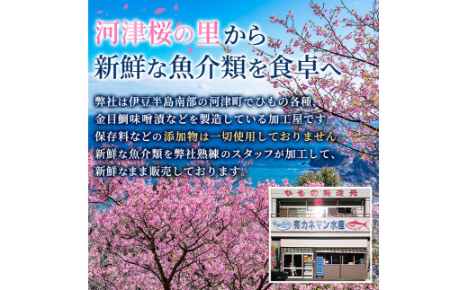 伊豆直送金目鯛（味噌漬6切・煮付4切）干物（あじ5尾・エボ鯛5尾）イカ一夜干2尾詰め合わせ B2 [№5227-0246]