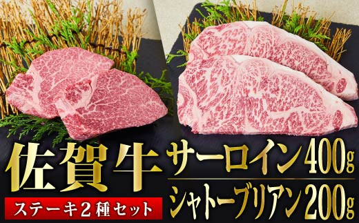 【数量限定】「佐賀牛」シャトーブリアン100g×2・サーロインステーキ200g×2枚（合計600g）G-194