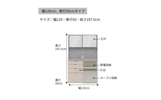 キッチンボードRU-1202R [No.1011] ／ 家具 インテリア ハイカウンタータイプ 食器棚 岐阜県