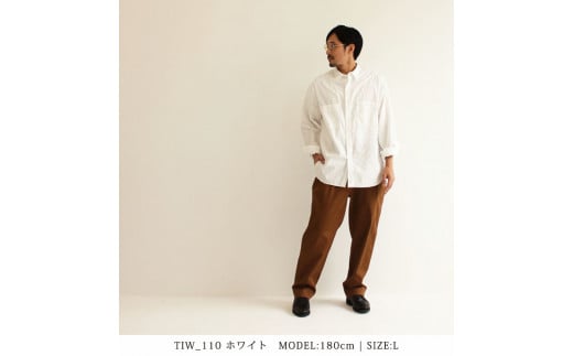 47-10　播州織メンズシャツ「US CHAMBRAY WORK SHIRT」（1着）　TIW_111（ベージュ）・Mサイズ