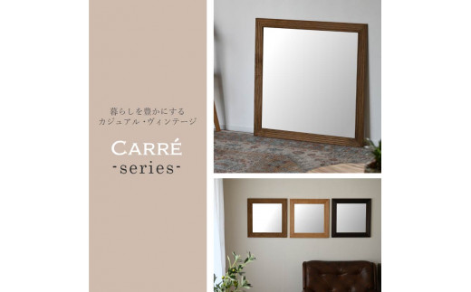 【SENNOKI】CARRE W800×D20×H800mm(7.6kg)〈ライトブラウン〉木枠正方インテリアウォールミラー【2408M05044_02】