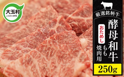 あだたら酵母牛 （ 焼肉 用 ） お試し もも 焼肉 250g 【02115】牛肉 肉 和牛 黒毛和牛 国産 焼肉 福島県 大玉村 鉄板焼 牛 おためし モモ肉 もも肉