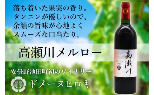 【落ち着いた果実の香り】 赤 ワイン 高瀬川メルロー 750ml×1本 [ヴィニョブル安曇野 DOMAINE HIROKI 長野県 池田町 48110404] 赤ワイン お酒 酒