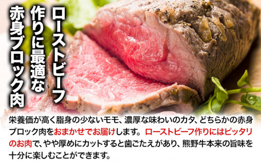 熊野牛 赤身ブロック モモまたはカタ 500g 粉山椒付き 澤株式会社(Meat Factory)《30日以内に出荷予定(土日祝除く)》 和歌山県 日高町 熊野牛 牛 うし 牛肉 赤身 ブロック 山椒 送料無料