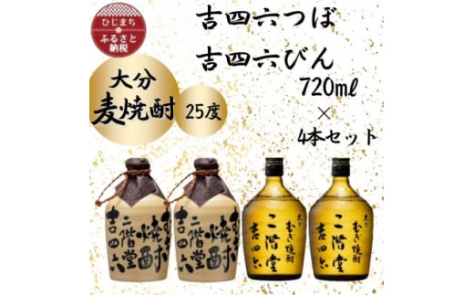 大分むぎ焼酎　二階堂吉四六つぼ2本と吉四六瓶2本 25度(720ml)4本セット【1455764】