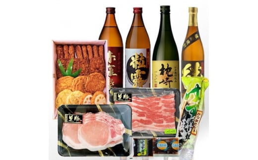 定期便(2回配送)薩摩酒造特選銘柄焼酎 & 酒のお供 DD-6006_ 肉 お肉 黒豚 豚肉 しゃぶしゃぶ さつま揚げ さつまあげ 薩摩揚げ かつお 鰹 粒露 赤薩摩 絆 枕崎 人気 送料無料 【1166751】