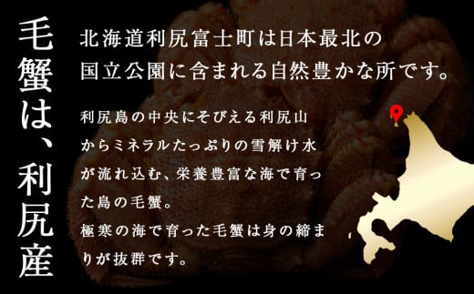 北海道 利尻島産 毛ガニ 中小サイズ（550g前後） 1尾＜利尻漁業協同組合＞