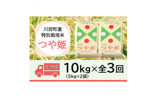 2023年11月発送開始『定期便』川西町産　特別栽培米「つや姫」精米10kg(5kg×2袋)全3回【5169253】