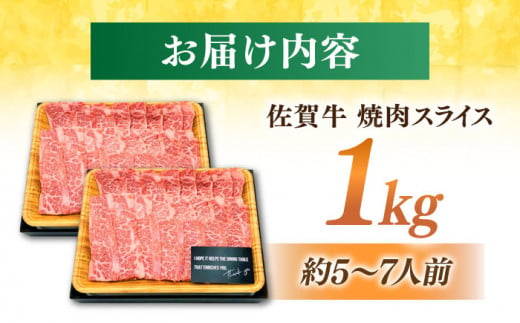 【年内配送 12月5日まで受付】艶さし！ 佐賀牛 焼肉用 1kg  （500g×2P） ※バラ・肩ロース・モモのいずれかの部位※ 吉野ヶ里町 [FDB021]