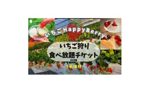 愛知県東郷町にある　いちごHappyBerryのいちご狩り招待券　1名様【1465476】