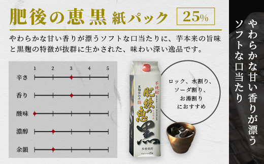 本格芋焼酎 【 肥後の恵み 黒 】 紙パック 1.8L×6本