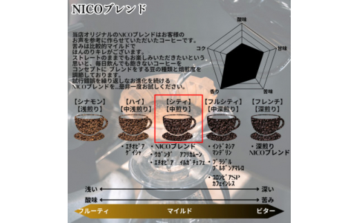 NICOブレンド 中煎り 500g ×2＜豆のまま＞【1484092】