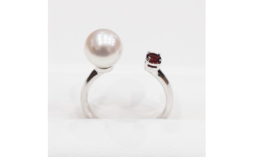 S085-454_あこや真珠 リング 7.5mm - 8mm ホワイトピンク