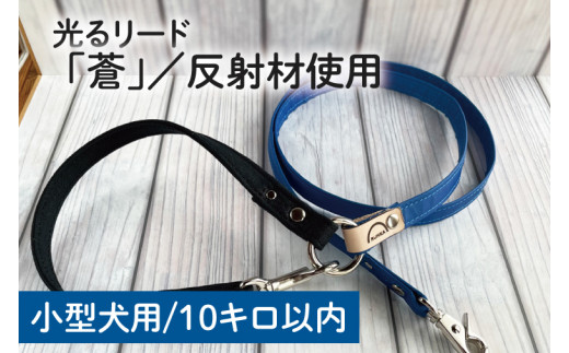 40-16 【小型犬用10キロまで】光るリード「蒼」【散歩 愛犬 夜散歩 手作り 阿見町 茨城県】