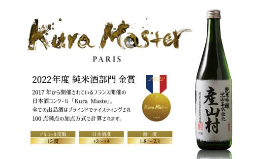 【Kura Master2022金賞受賞】「鯉農法米」純米吟醸 産山村 （720ml×3本/箱入）