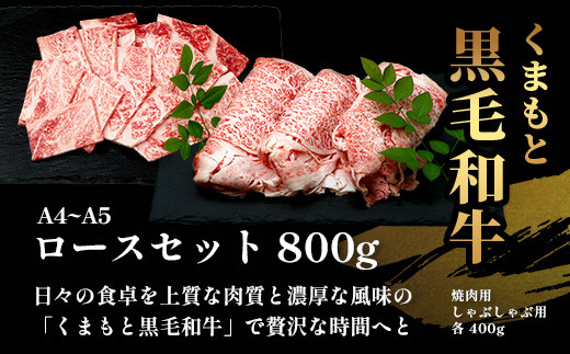 A4・A5 くまもと黒毛和牛 ロース セット 計800g ( すき焼き / 焼肉 各400g ) 