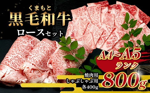 A4・A5 くまもと黒毛和牛 ロース セット 計800g ( すき焼き / 焼肉 各400g ) 