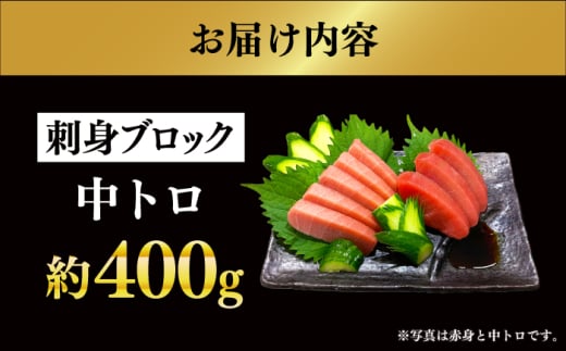 【長崎県養殖クロマグロ品評会最優秀賞！】 五島列島産 養殖 生 本マグロ 中トロ 計約400g マグロ まぐろ 鮪 刺身 ブロック 冷蔵 【上五島町漁業協同組合】 [RBN016]