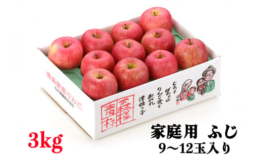 家庭用 りんご ふじ スマートフレッシュ™ 3kg (9～12玉入り 3kg 1箱) ～見た目にわけあり 味はそのまま～｜青森 つがる 訳あり [0614]