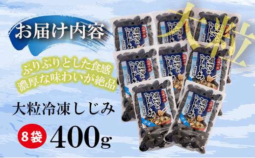 涸沼産 大粒 冷凍 シジミ 3.2kg （400ｇ×8袋） しじみ 蜆 大和しじみ ヤマトシジミ 大玉 砂抜き済 冷凍 味噌汁 スープ 魚貝類 貝 オルニチン コハク酸 小分け