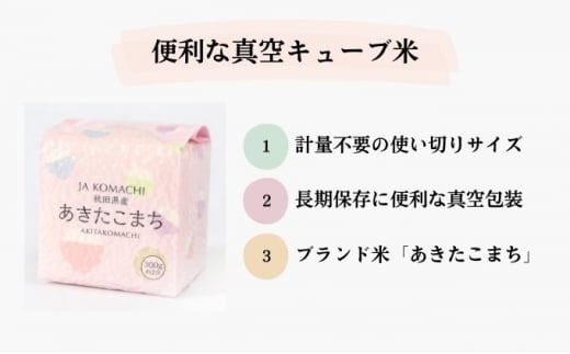 秋田県産 あきたこまち 真空キューブ米セット 300g×10個 合計3kg 令和6年産