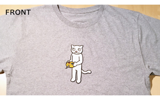 「 ギャラリーおたさく 」 おたさく Tシャツ ドローン 男女兼用 Mサイズ / グレー 名画 キャラクター グッズ 猫 ねこ 絵画  絵画 かいが 猫絵 半袖  カジュアル キュート かわいい 男女兼用 ユニセックス S M L XL