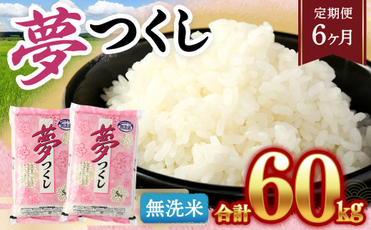 【6回定期便】無洗米 福岡県産 ｢夢つくし｣ 10kg(5kg×2袋)×6回 合計60kg