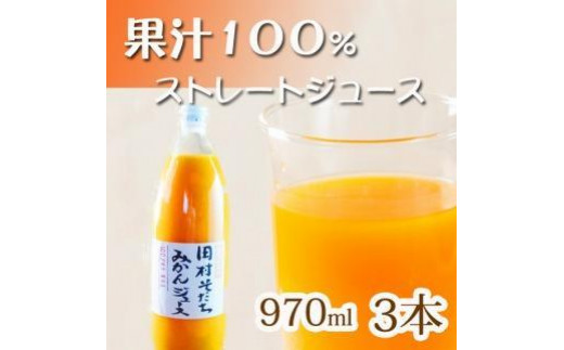 果汁100%　田村そだちみかんジュース　970ml×3本