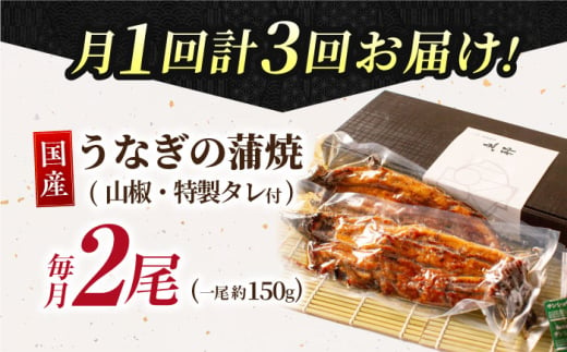 【3回定期便】 鰻蒲焼 2本セット パック 御嵩町 / 鰻 季節料理 魚邦 [AVBH011]