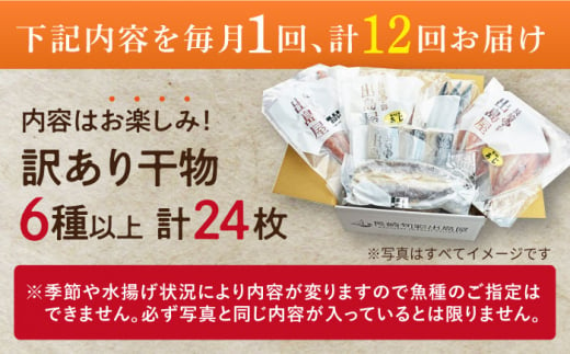 【全12回定期便】長崎出島屋お任せ／訳 あり干物24枚 長崎県/長崎旬彩出島屋 [42AAAJ016]ワケあり 長崎 新鮮 おつまみ 晩酌 家庭用