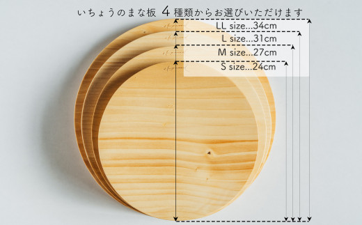 いちょう 一枚板 丸まな板 Sサイズ 24cm 天然木 国産 イチョウ カッティングボード プレート テーブルウェア キッチン 台所 家事 料理 