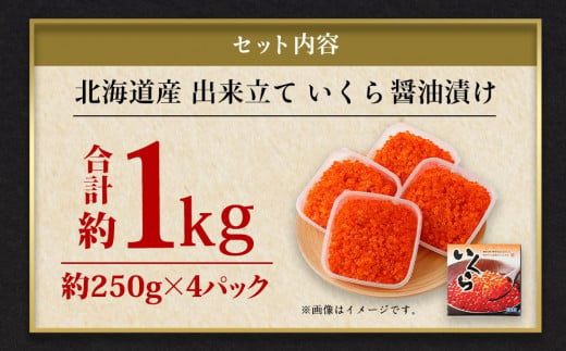 北海道産 出来立ていくら醤油漬け 約250g×4パック(合計 約1kg)