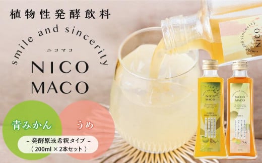 植物性発酵飲料「NICOMACO」2本セット（青みかん、うめ） 発酵飲料 発酵 希釈 原液 滋賀県 甲賀市 発酵飲料水 青みかん 梅 うめ 果物 くだもの てんさい糖 てんさい