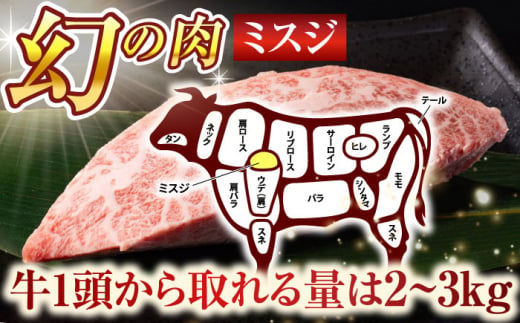 【厳選希少部位】【A4～A5】長崎和牛ミスジステーキ　約500g（100g×5p）【株式会社 MEAT PLUS】 [QBS030]