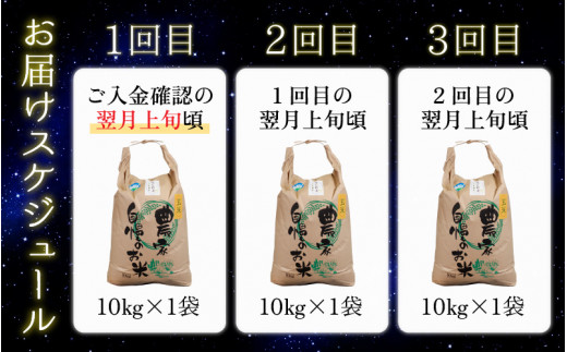 【令和6年産 新米】【3ヶ月定期便】星降るまち 越前大野の「満天コシヒカリ」玄米 10kg × 3回 計 30kg 農薬・化学肥料50%以上カットの特別栽培米 