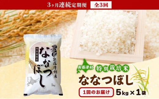 定期便 3ヵ月 北海道 特別栽培 令和6年産 ななつぼし 5kg 精米 米 白米 お米 新米 ごはん ご飯 ライス 道産米 ブランド米 新しのつ米 ふっくら 食味ランキング  産地直送 お取り寄せ カワサキ森田屋 送料無料