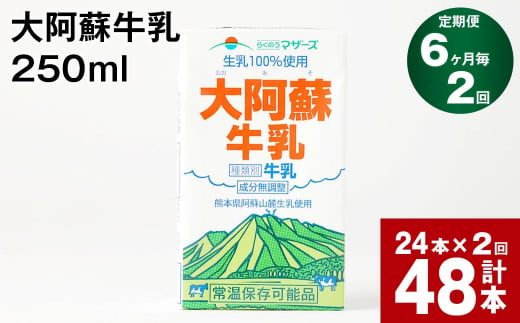 【6ヶ月毎2回定期便】大阿蘇牛乳 250ml 計48本（24本×2回） 計12L