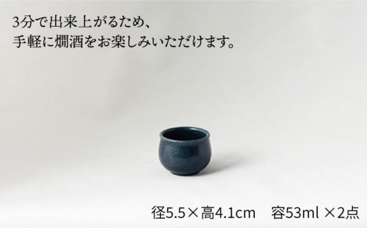 【美濃焼】＜お好みの温度でお酒を楽しむ＞酒燗器 盃2個セット コン【山淳製陶所】【TOKI MINOYAKI返礼品】食器 徳利 お猪口 冷酒 熱燗 [MAP006]