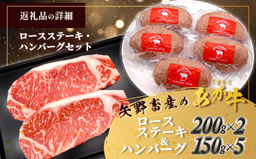 くまもとあか牛ステーキ・ハンバーグセット 《 ロースステーキ 400g ハンバーグ150g×5個》計1.15kg  熊本県 ブランド牛 肉 ヘルシー 赤身 牛肉 105-0512