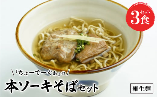 〈細生麺〉ちょーでーぐぁ 沖縄そば(本ソーキ)3食セット【1523256】