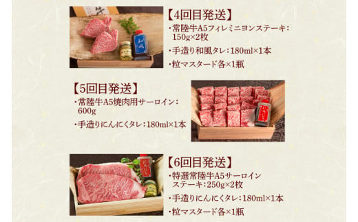 【ふるさと納税】【定期便 全6回】常陸牛 6ヶ月 定期便 Dコース ハンバーグ 焼肉 すき焼き フィレ サーロイン ステーキ ヒレ肉 ステーキ肉 ギフト セット プレゼント 黒毛和牛 ふるさと納税 定期便 肉 ギフト対応【肉のイイジマ】（DU-110）