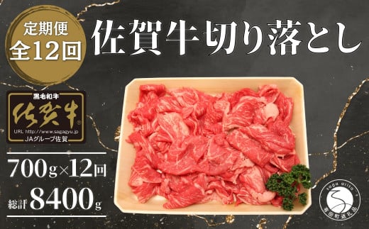 【12回定期便 総計8400g】【佐賀牛】切り落とし肉700g N300-5