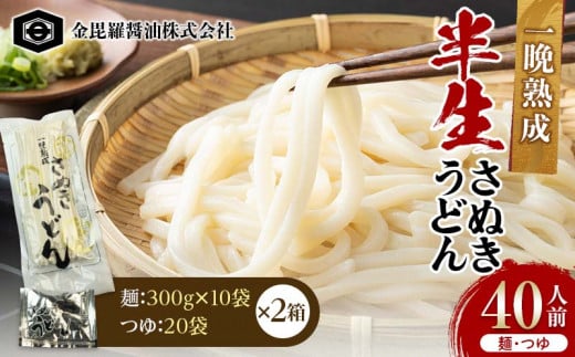 極旨！一晩熟成半生さぬきうどん 300g×10袋、つゆ20袋×2箱（40人前） F5J-166