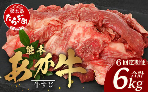 【 定期便 6回 】 熊本 あか牛 スジ肉 1㎏ × 6回 【 合計 6kg 】