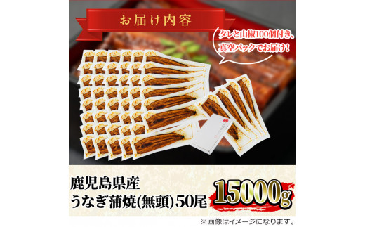 【5004307a】＜大満足＞東串良町のうなぎ蒲焼(無頭)(300g×50尾・計約15000g・タレ、山椒付)うなぎ 高級 ウナギ 鰻 国産 蒲焼 蒲焼き たれ 鹿児島 ふるさと 人気【アクアおおすみ】