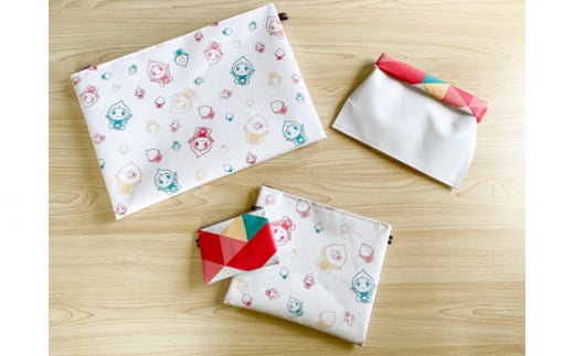 No.105 zip pouch set （1set） ／ 小物入れ ポーチ 福島県 特産品