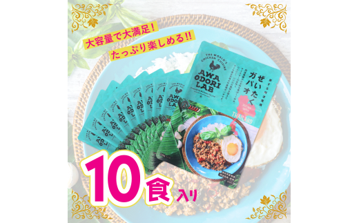 阿波尾鶏 ぜいたくガパオ 10食入 130g×10パック ガパオライス 国産 鶏肉 地鶏 エスニック タイ料理 常温 レトルト 