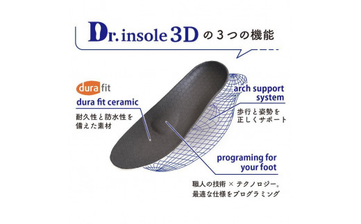 中山靴店 足のお悩みを解決する本格的オーダーメイドインソール【白】【Dr.insole 3D】【配送不可：離島】 