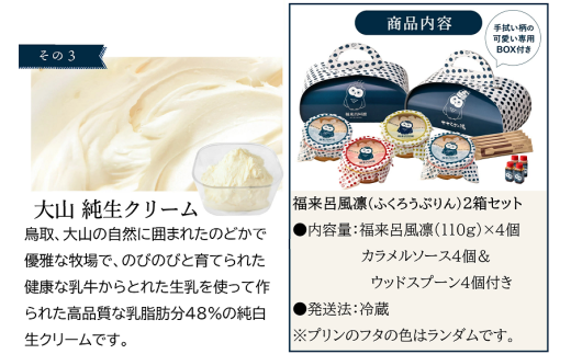【タズミの卵使用】福来呂風凛（ふくろうぷりん）2個入り×2箱　007DA001N.／ プリン 鳥取県産 大山「白バラ牛乳 純生クリーム」市川町の「タズミの卵」使用 